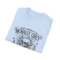 Morally Grey Book Club T-Shirt — Gothic Skull & Candle Literary Tee